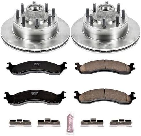 PowerStop Front Brake Kit For Ford E-250 Econoline 1995-99 |F-250 1995-99 |F-250 HD 1997 |F-350 1995-97 - Disc Rotors & Ceramic Brake Pads Replacement, KOE5087 in Saudi Arabia