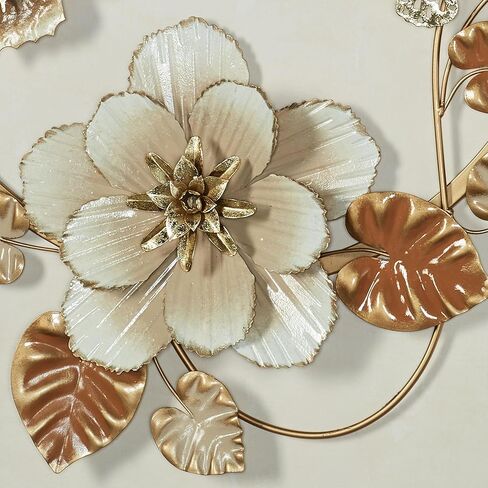 Touch of Class Floral Nouveau Wall Art Sculpture | Butterfly | Nature | Metal Wall Art Circle Decor | Swirl | Flower Leaf | Hand Finished | Dimensional Openwork | Ivory Blush Copper Gold in Saudi Arabia
