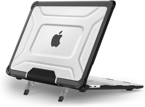 MOSISO Compatible with MacBook Air 13 inch Case 2022 2021 2020 2019 2018 Release A2337 M1 A2179 A1932,Full Protection Shockproof Heavy Duty TPU Bumper Dots Plastic Hard Shell with Foldable Stand,Black in Saudi Arabia