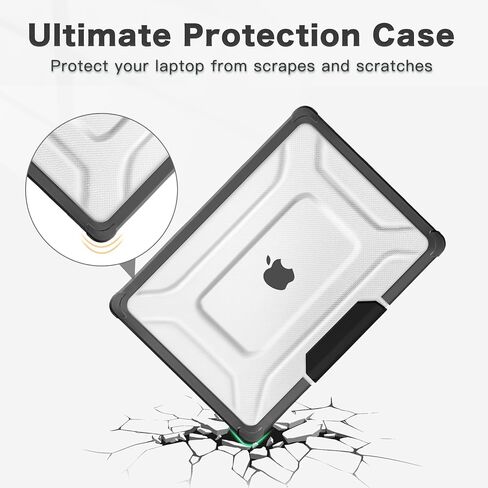 MOSISO Compatible with MacBook Air 13 inch Case 2022 2021 2020 2019 2018 Release A2337 M1 A2179 A1932,Full Protection Shockproof Heavy Duty TPU Bumper Dots Plastic Hard Shell with Foldable Stand,Black in Saudi Arabia