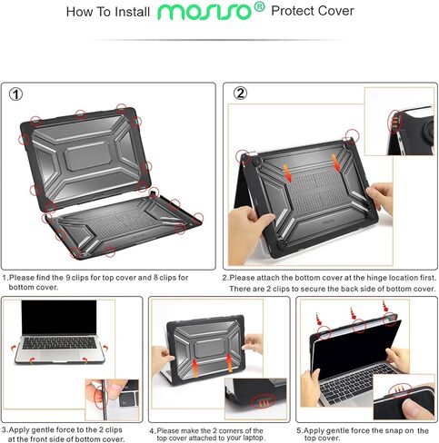 MOSISO Compatible with MacBook Air 13 inch Case 2022 2021 2020 2019 2018 Release A2337 M1 A2179 A1932,Full Protection Shockproof Heavy Duty TPU Bumper Dots Plastic Hard Shell with Foldable Stand,Black in Saudi Arabia