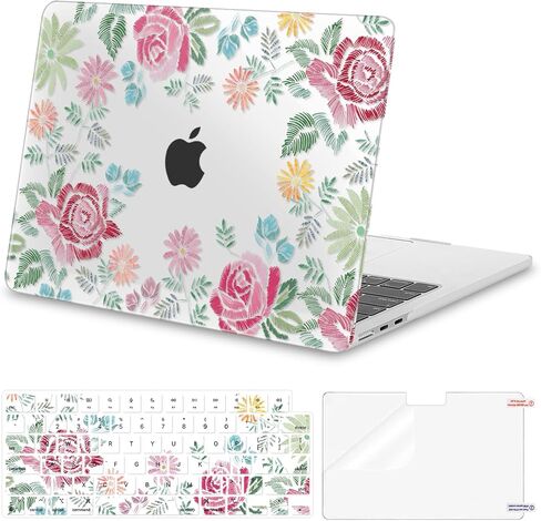 MOSISO Compatible with MacBook Air 13 inch Case 2026 2025 2024-2022 M4 A3240 M3 A3113 M2 A2681, Plastic Hard Shell&Keyboard Cover&Screen Protector for MacBook Air 13.6 inch Case, Drawing Rose in Saudi Arabia