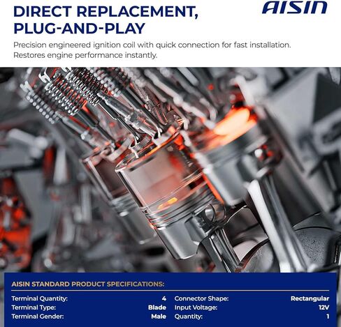 AISIN ESCT-00495 Ignition Coil - Compatible with Toyota Tundra 00-09, 4Runner 03-09, Land Cruiser 98-07, Sequoia 01-09, Lexus LX470 98-07, GX470 03-09, LS430 01-06, GS430 01-07, LX 98-07 - 4.3L 4.7L in Kuwait