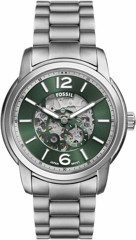 Fossil Men's Heritage Automatic Silver Stainless Steel and Brown Leather Band Watch (Model: ME3264) in Kuwait