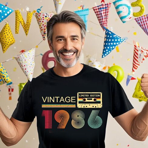 تي شيرت عتيق 1986 للرجال هدايا عيد الميلاد 40th للرجال هدايا عيد ميلاد الأب الأب لصديق الزوج 1986 التي شيرت in Kuwait