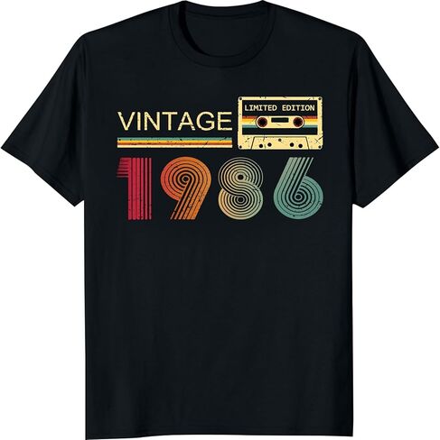 Vintage 1986 T Shirts for Men 40th Birthday Gifts for Men Dad Fathers Day Birthday Gifts for Husband Friend 1986 Tshirt in Kuwait
