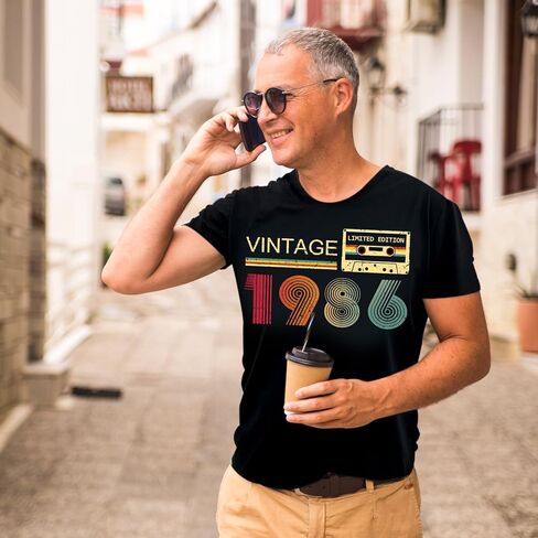 تي شيرت عتيق 1986 للرجال هدايا عيد الميلاد 40th للرجال هدايا عيد ميلاد الأب الأب لصديق الزوج 1986 التي شيرت in Kuwait