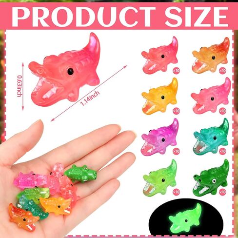 Soulchen 80 Pcs Mini Resin Alligators Figurines Luminous Mini Resin Animals Small Luminous Alligators Tiny Crocodile Statues for Fairy Gardens Home Car Decoration Birthday, 8 Colors in Saudi Arabia
