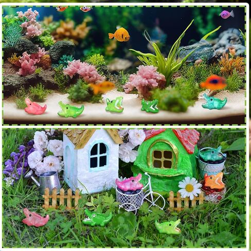 Soulchen 80 Pcs Mini Resin Alligators Figurines Luminous Mini Resin Animals Small Luminous Alligators Tiny Crocodile Statues for Fairy Gardens Home Car Decoration Birthday, 8 Colors in Saudi Arabia