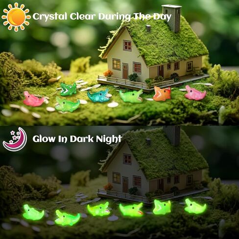 Soulchen 80 Pcs Mini Resin Alligators Figurines Luminous Mini Resin Animals Small Luminous Alligators Tiny Crocodile Statues for Fairy Gardens Home Car Decoration Birthday, 8 Colors in Saudi Arabia