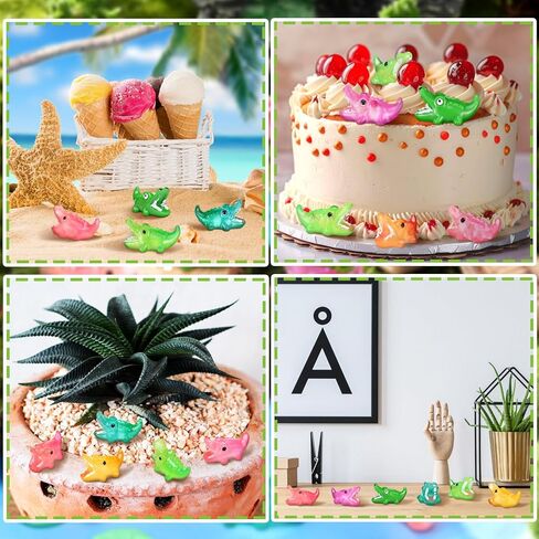 Soulchen 80 Pcs Mini Resin Alligators Figurines Luminous Mini Resin Animals Small Luminous Alligators Tiny Crocodile Statues for Fairy Gardens Home Car Decoration Birthday, 8 Colors in Saudi Arabia