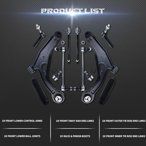 POWERGEAR 12 قطعة ذراع التحكم K641333 K641334 طقم التعليق السفلي الأمامي مع وصلة كروية قضيب ربط قضيب Sway بديل لرحلة دودج 2009-2020 in Kuwait
