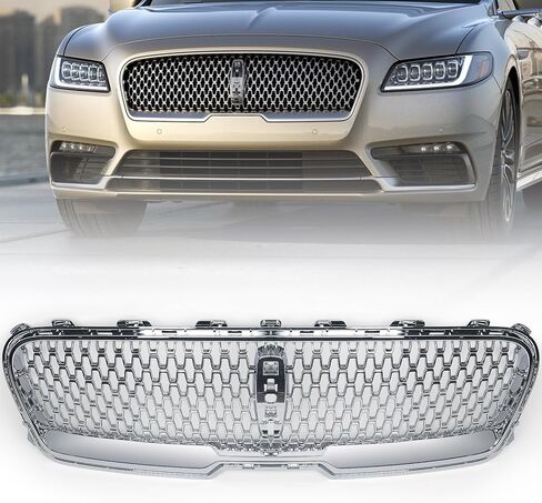 شبكة المصد الأمامي من JOLONG مع فتحة كاميرا مناسبة لسيارة Lincoln Continental 2017-2020 لاستبدال غطاء الشواية GD9Z8200AA (كروم) in Saudi Arabia
