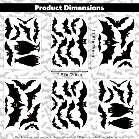 Halloween Bat Window Clings, Large Bat Window Stickers for Glass Windows, Black PVC Halloween Windows Decals for Indoor Outdoor Decorations, Bat Decorations for Party and Haunted House in Kuwait