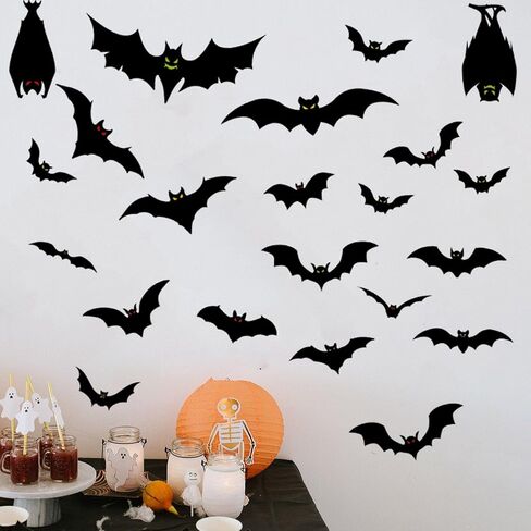 Halloween Bat Window Clings, Large Bat Window Stickers for Glass Windows, Black PVC Halloween Windows Decals for Indoor Outdoor Decorations, Bat Decorations for Party and Haunted House in Kuwait