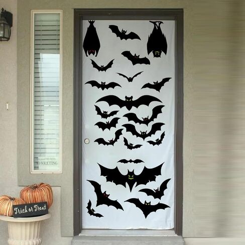 Halloween Bat Window Clings, Large Bat Window Stickers for Glass Windows, Black PVC Halloween Windows Decals for Indoor Outdoor Decorations, Bat Decorations for Party and Haunted House in Kuwait