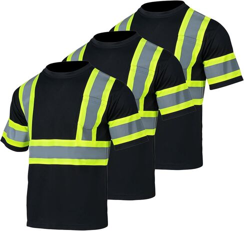 VENDACE 3pcs Safety Reflective High Visibility Shirts for Men ANSI Class 3 Hi Vis Construction Work T Shirts Short Sleeve in Saudi Arabia