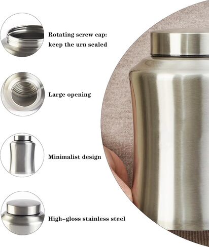 Urns for Ashes Adult Male Female Funeral Burial Keepsake Large Cremation Urns Human Remains Ashes Black Stainless Steel Up to 160lbs in Kuwait