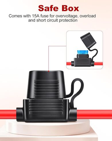 EXTRACTME 16AWG SAE Battery Connector Cable, 2Pcs SAE to O Ring Terminal Harness with 15A Protection Fuse, 2-Pin Quick Disconnect Plug, SAE Battery Extension Cable for Solar Panel Motorcycle Boat 2FT in Kuwait