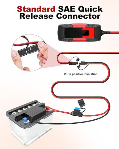 EXTRACTME 16AWG SAE Battery Connector Cable, 2Pcs SAE to O Ring Terminal Harness with 15A Protection Fuse, 2-Pin Quick Disconnect Plug, SAE Battery Extension Cable for Solar Panel Motorcycle Boat 2FT in Kuwait