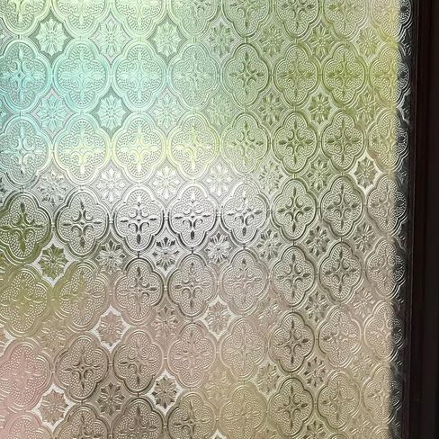 Vintage Static Cling Glass Window Film 3D Pressed Crabapple Flower Pattern Privacy Decorative Film with UV Protection for Room, 78.74" x 17.72" in Kuwait