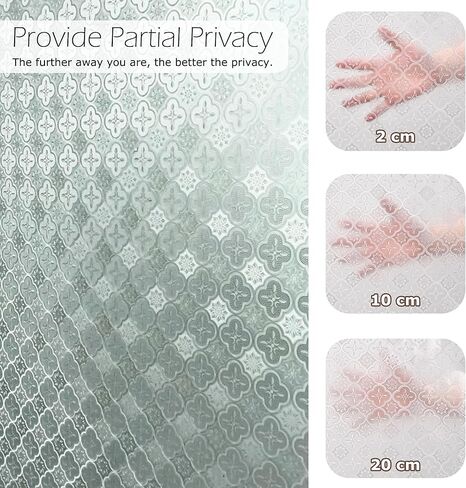 Vintage Static Cling Glass Window Film 3D Pressed Crabapple Flower Pattern Privacy Decorative Film with UV Protection for Room, 78.74" x 17.72" in Kuwait