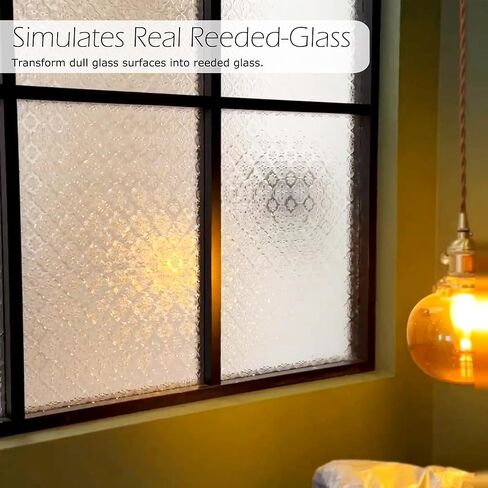 Vintage Static Cling Glass Window Film 3D Pressed Crabapple Flower Pattern Privacy Decorative Film with UV Protection for Room, 78.74" x 17.72" in Kuwait