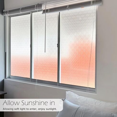 Vintage Static Cling Glass Window Film 3D Pressed Crabapple Flower Pattern Privacy Decorative Film with UV Protection for Room, 78.74" x 17.72" in Kuwait