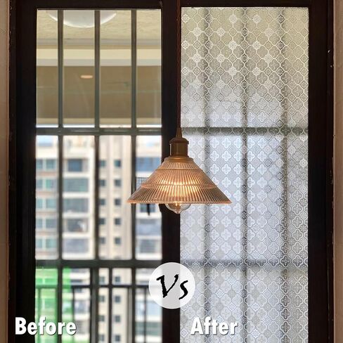 Vintage Static Cling Glass Window Film 3D Pressed Crabapple Flower Pattern Privacy Decorative Film with UV Protection for Room, 78.74" x 17.72" in Kuwait