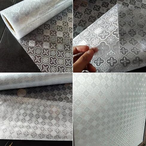 Vintage Static Cling Glass Window Film 3D Pressed Crabapple Flower Pattern Privacy Decorative Film with UV Protection for Room, 78.74" x 17.72" in Kuwait