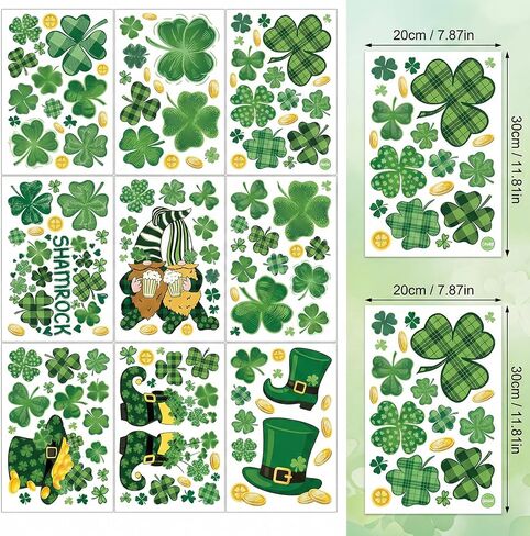 St Patricks Day Window Clings for Glass,Shamrock Stickers, Double Sided Static Decals, Reusable Irish Decor for Home Storefront Party Style C in Saudi Arabia