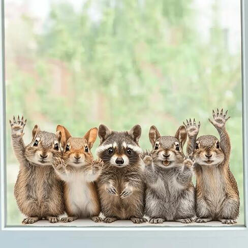 Forest Animal Waving Pattern Window Stickers, Self-Adhesive Waterproof Sticker for Windows, Tile and Wall Decor in Living Room and Balcony in Saudi Arabia
