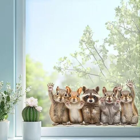 Forest Animal Waving Pattern Window Stickers, Self-Adhesive Waterproof Sticker for Windows, Tile and Wall Decor in Living Room and Balcony in Saudi Arabia