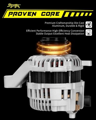 Oktiger Upgraded Alternator for Honda Accord 2014 2015 2016 2017 Ex Lx Ex-l Lx-s Sport 2.4L Automatic CVT Transmission 2.4L L4 12V 110A Clockwise 7-Groove Clutch Pulley, OE 31100-5A2-A02 in Kuwait