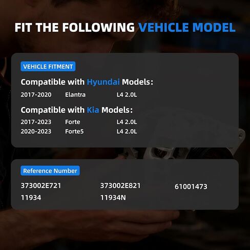373002E721 Alternator Compatible with Hyundai Elantra 2017-2020 2.0L & Kia Forte 2017-2023 Alternator Replacement for 11934,11934N,61001473 12V 150A 6-Groove Pulley in Kuwait