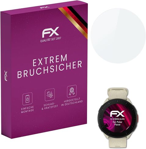 طبقة واقية من الزجاج البلاستيكي atFoliX متوافقة مع واقي الزجاج Polar Pacer، وواقي شاشة زجاجي 9H Hybrid-Glass FX من البلاستيك in Kuwait