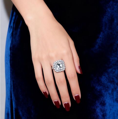 Rhinestone Ring for Women Sparkling Square Crystal Ring Princess Costume Rings Open Water Drop Ring Adjustable Rheinstone Rings Wedding Evening Party Jewelry in Saudi Arabia