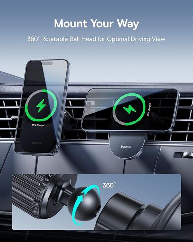 Baseus [محدث] لحامل Magsafe للسيارة، حامل هاتف مغناطيسي 25N للسيارة، حامل للهاتف الخلوي متوافق مع iPhone 15 14 13 12 Pro Plus Max Mini، سبائك التيتانيوم ذات الذاكرة القابلة للانحناء لجميع لوحات القيادة in Kuwait