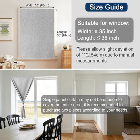 Foxdecor Adhesive Blackout Curtains for Bedroom Living Room 36 Inches Long, No Drill Window Blinds, Thermal Insulated & UV Protection, Light Blocking Drapes 1 Panel. (Sage Green, 35" W x 36" L) in Saudi Arabia