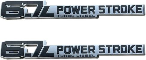 Pack of 2 Fits 6.7L Emblems 3D Powerstroke Turbo Diesel ONE Word Side Badge Nameplate Logo (ONE Word Chrome) in Kuwait