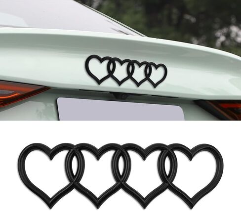 3D Badge Decal Sticker, Car Stickers, Love Heart Logo Rear Trunk Emblem, Auto Exterior Accessories Decoration Self-Adhesive Car Badge Fit for Audi A3 A4 A5 A6 A8 TT R8 Q3 Q5 Q7 (Light Black) in Kuwait