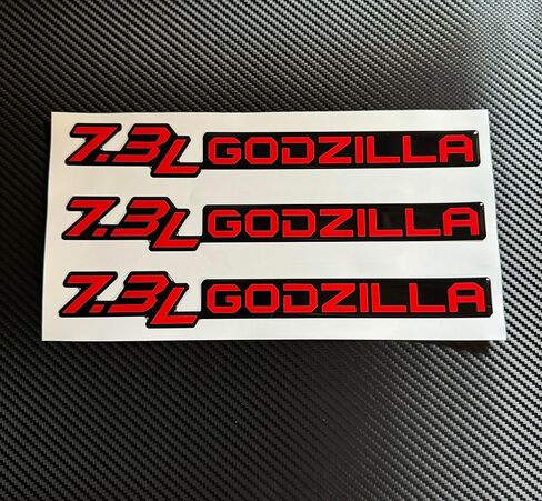 Generic Set of (3) Gel-Coated 7.3L Badge Name Plate Logo (Compatible with Ford Super Duty) Red on Black, 73GODREDBLA-3 in Saudi Arabia