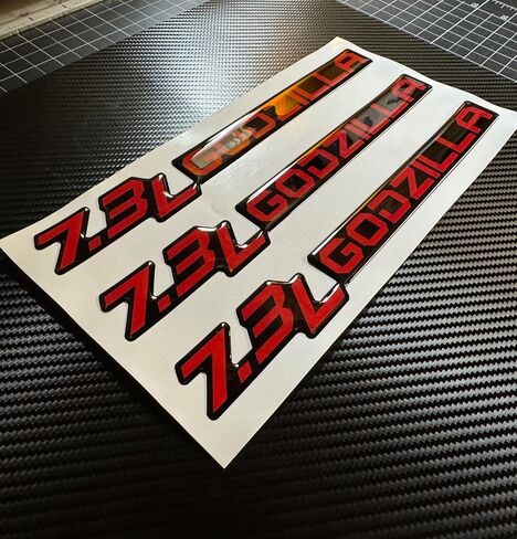 Generic Set of (3) Gel-Coated 7.3L Badge Name Plate Logo (Compatible with Ford Super Duty) Red on Black, 73GODREDBLA-3 in Saudi Arabia