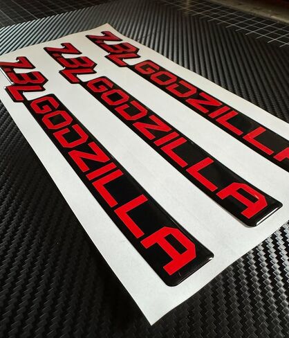 Generic Set of (3) Gel-Coated 7.3L Badge Name Plate Logo (Compatible with Ford Super Duty) Red on Black, 73GODREDBLA-3 in Saudi Arabia