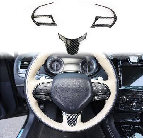 crosselec Carbon Fiber Steering Wheel Cover Trim Bezel kit for 2015-2021 Chrysler 300 in Saudi Arabia