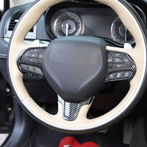 crosselec Carbon Fiber Steering Wheel Cover Trim Bezel kit for 2015-2021 Chrysler 300 in Saudi Arabia