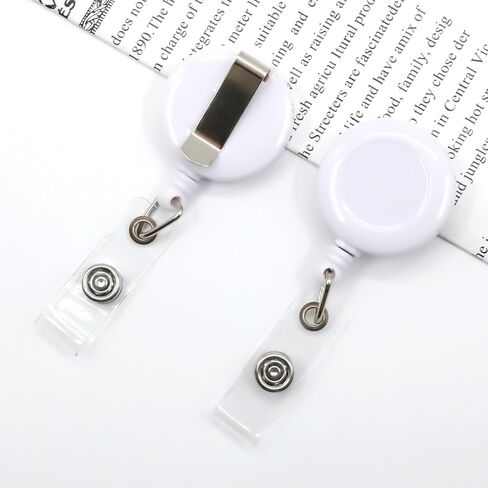 10Pcs Retractable Badge Holders White Plastic Clip-On Retractable Badge Reels with Belt Clip for Work Tag Card Clips Hanging ID Card in Saudi Arabia