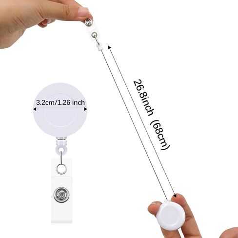 10Pcs Retractable Badge Holders White Plastic Clip-On Retractable Badge Reels with Belt Clip for Work Tag Card Clips Hanging ID Card in Saudi Arabia