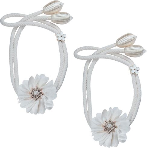 ستائر على شكل زهرة، قطعتان من الستائر اللطيفة المنسوجة يدويًا على طراز مزرعة بوهو لديكور المنزل والمكتب والفندق والخارج (رمادي) in Kuwait