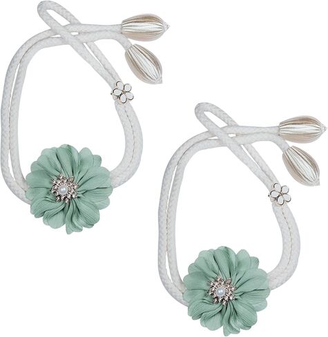 Flower Curtain Tiebacks, 2 Pcs Cute Hand-Woven Curtain Holdbacks Boho Farmhouse Style for Home Decor, Office, Hotel, Outdoor (Gray) in Saudi Arabia